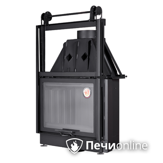 Каминная топка Бавария (Экокамин) Альфа 800 с контргрузом, черный шамот в Нефтеюганске